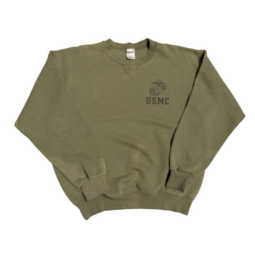 VTG Soffe Mens Green USMC Marine Corps 90s Crewneck Sweatshirt L MADE IN USA